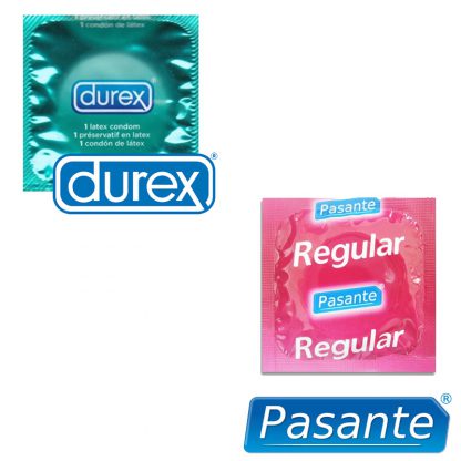 52 kondomov: 20x DUREX Anatomic-Basic-Strawbery-Ultra Thin-London + 32x Pasante Regular-RibsDots-Extra-Trim